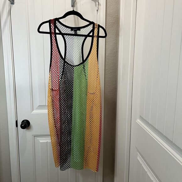 Forever 21+ Rasta String Mesh Fishnet Jamaica Shirt Swim Cover Dress Size 3XL - Picture 1 of 10